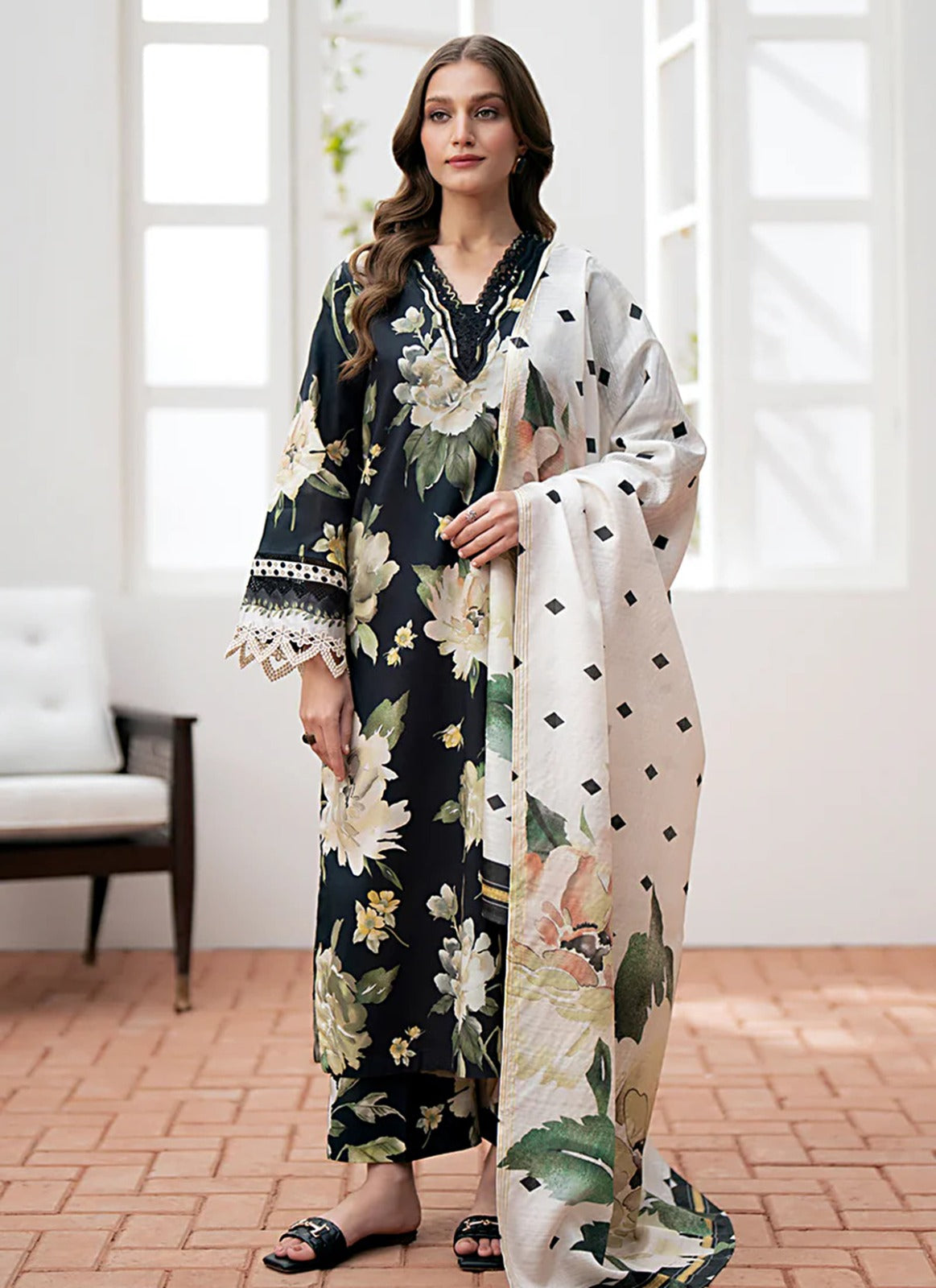 Baroque Digital Printed Linen 3-Piece Winter Ensemble