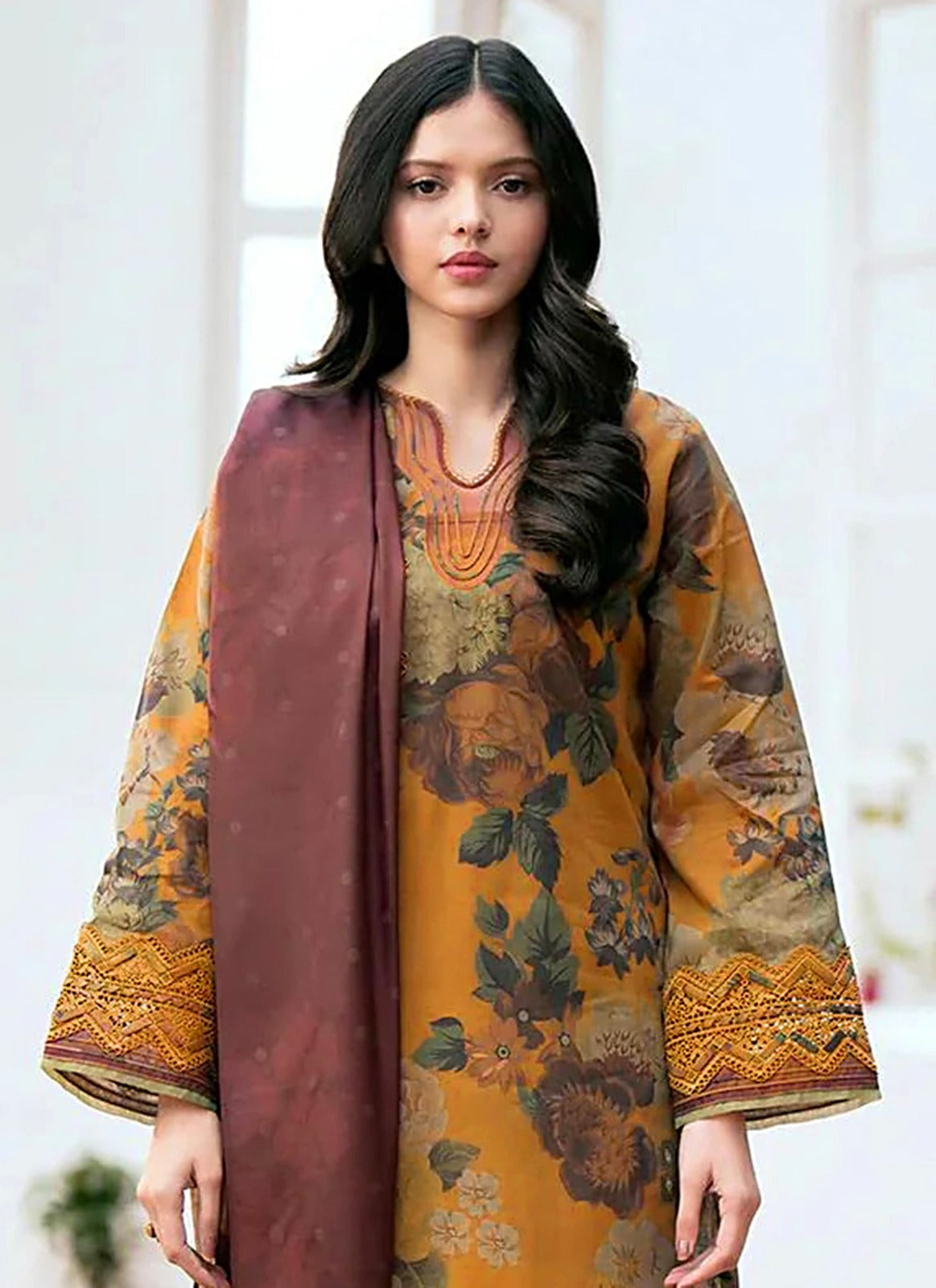 Baroque Digital Printed Linen 3-Piece Winter Ensemble