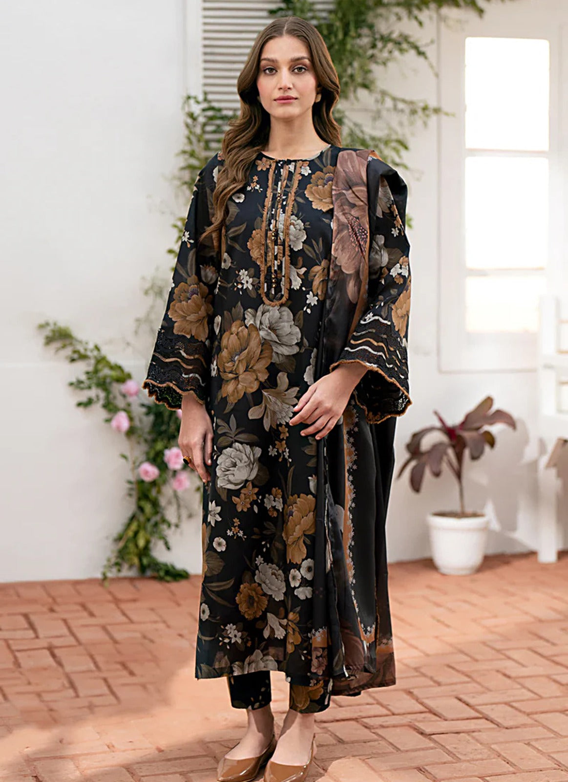 Baroque Digital Printed Linen 3-Piece Winter Ensemble