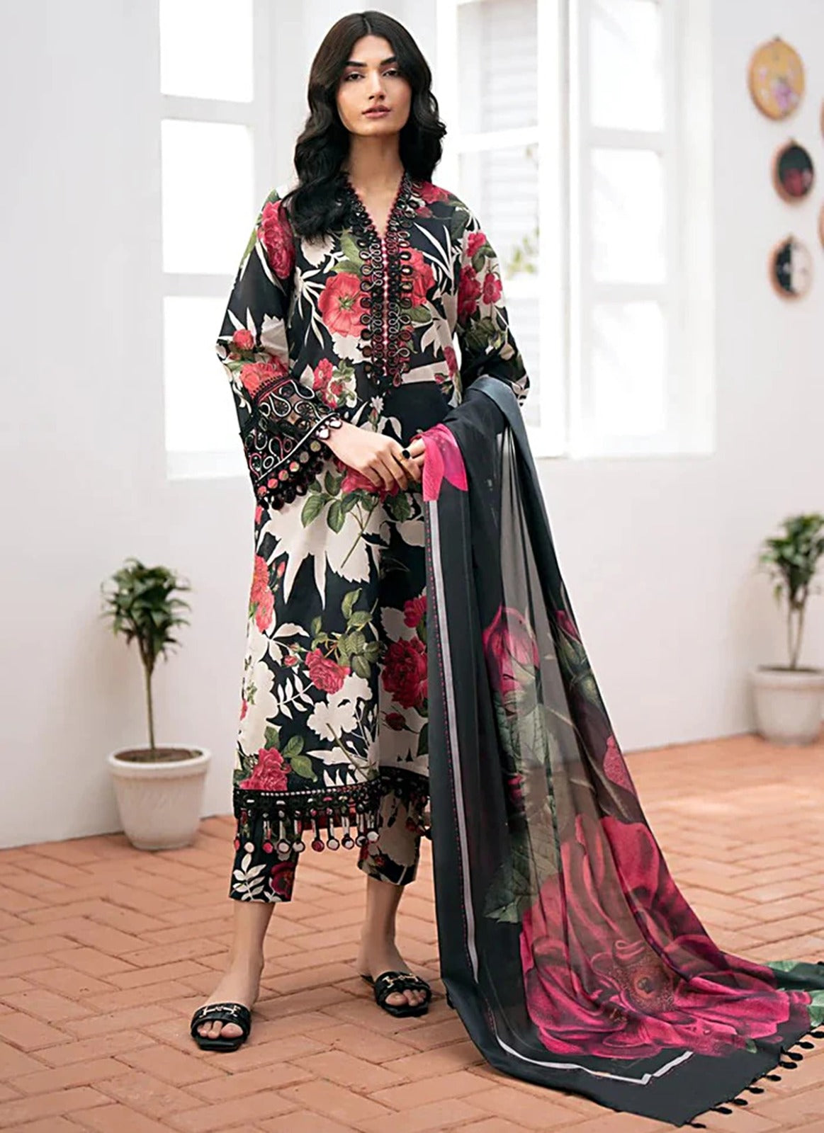 Baroque Digital Printed Linen 3-Piece Winter Ensemble