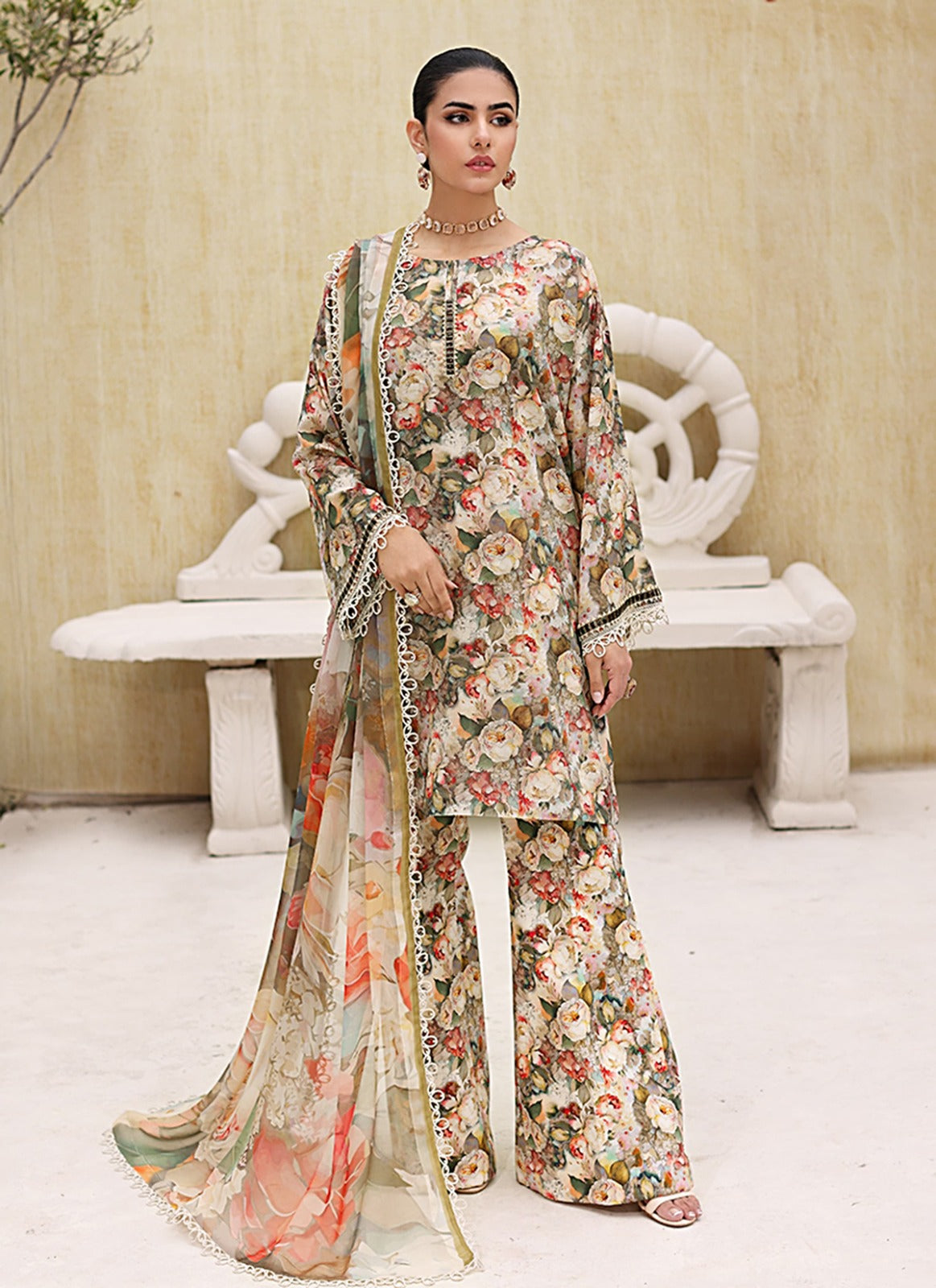 Bareeze Digital Printed Linen 3-Piece Winter Ensemble