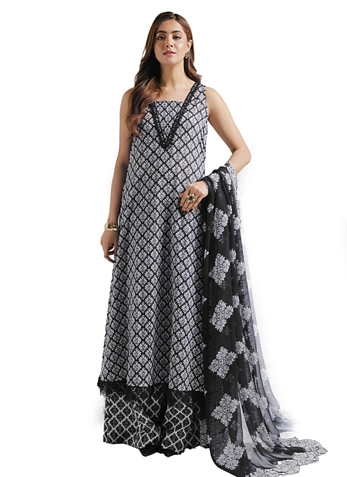 Bareeze Digital Printed Linen 3-Piece Winter Ensemble